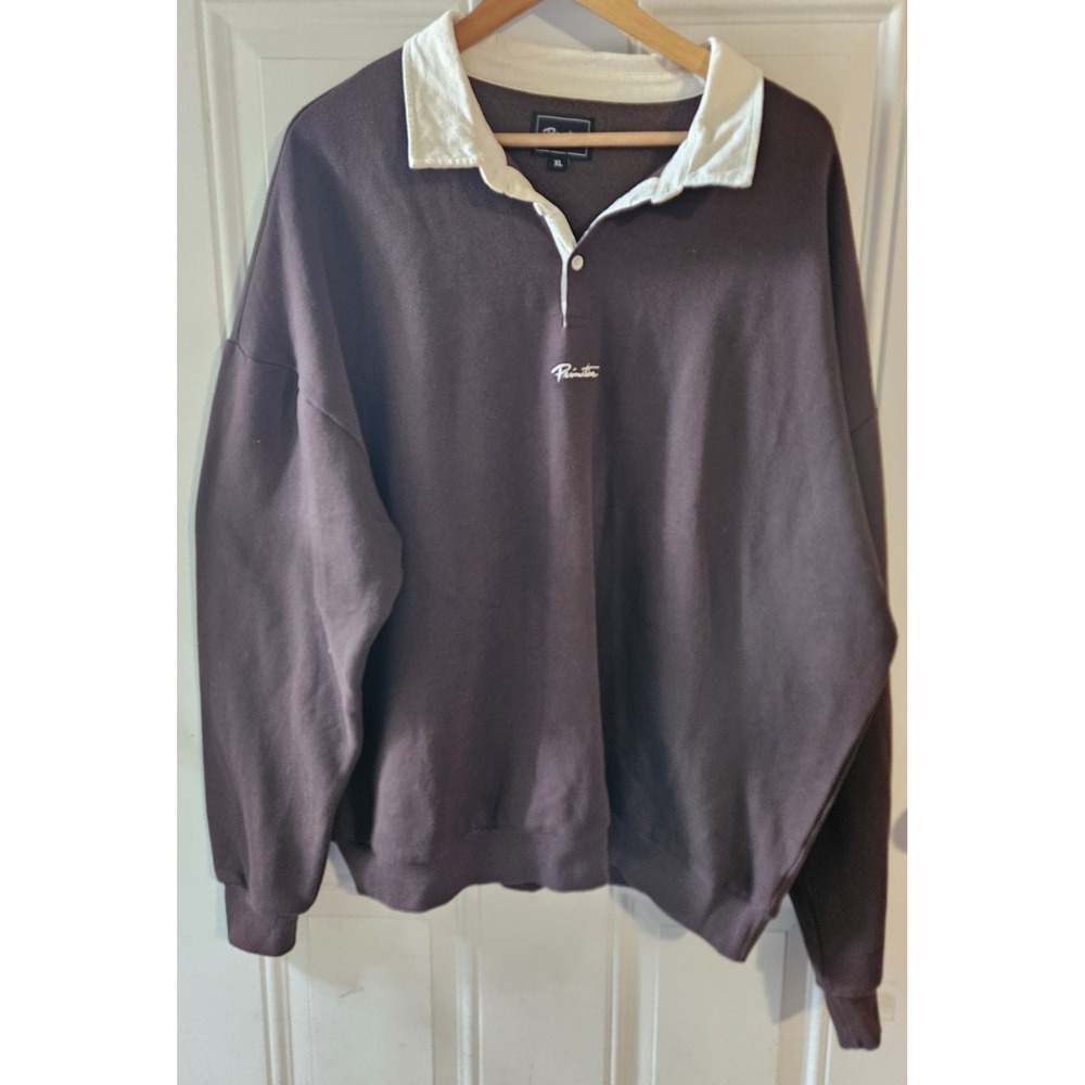 Primitive Skateboarding Rugby Sweatshirt Mens XL Brown White Collared...